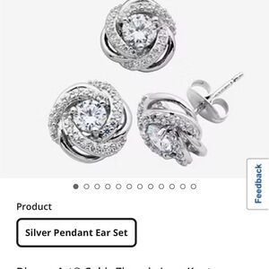 Elegant Silver Pendant Earring Set with diamond